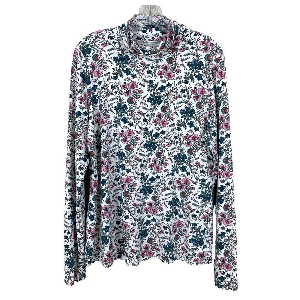 Peruvian‎ Connection Womens XL Turtleneck  Mock Neck Top Paisley Floral Boho